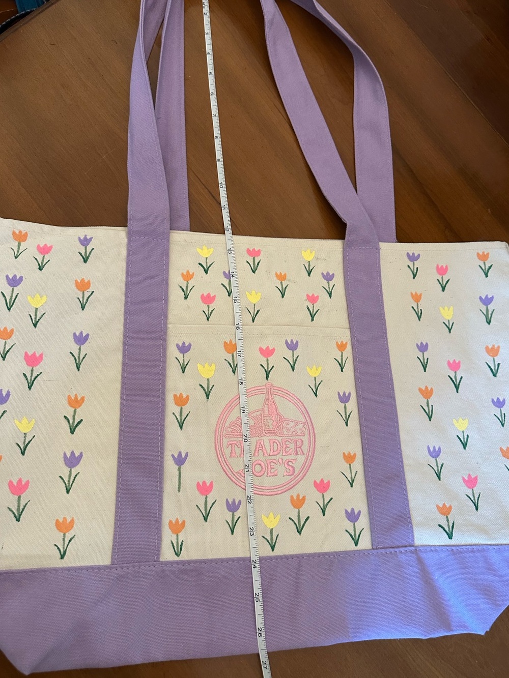 Hand Painted Trader Joe’s Lavender Canvas Tote Bag (Large Size) - Picture 2 of 5